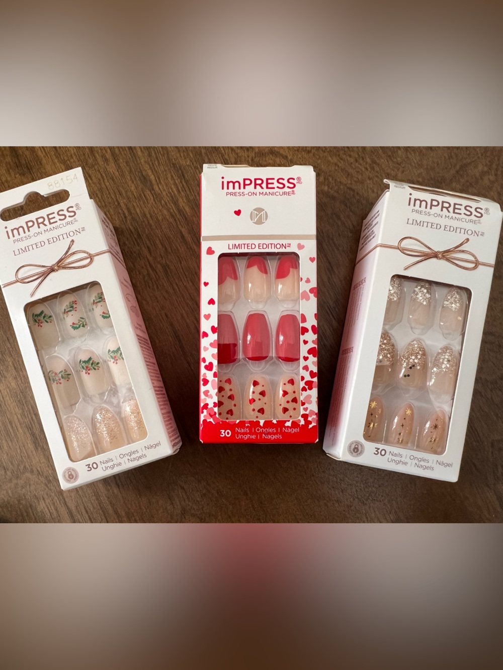 imPRESS Holiday Press-On Nails Set of 3 Valentine’s Day Christmas New Years NEW